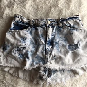 High waisted distressed shorts